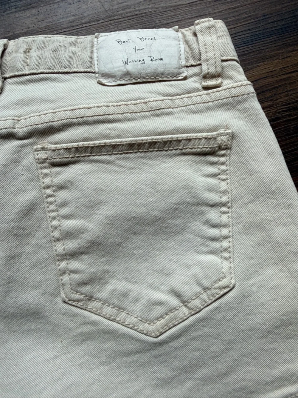 Washing Room 100% Cotton Cream Denim Jean Shorts - Low Rise Summer Staple